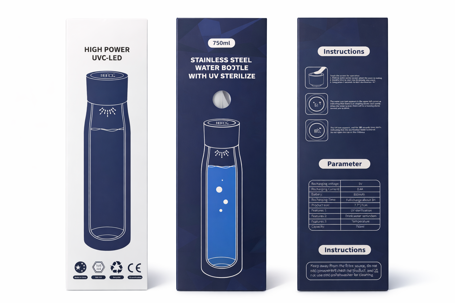 UV Self Sterilisation Smart Water Bottle